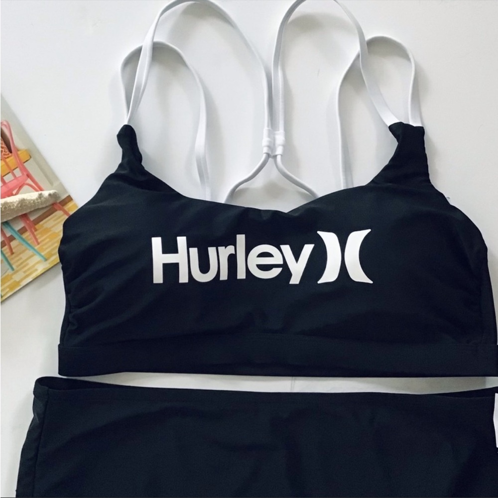 Hurley NWT Black and white two piece plus size swimsuit bathing suit Size 1X - Picture 4 of 14